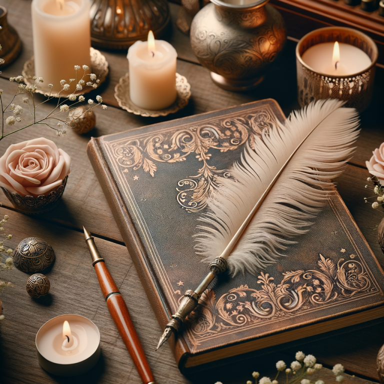 Un carnet de notes vintage avec une plume