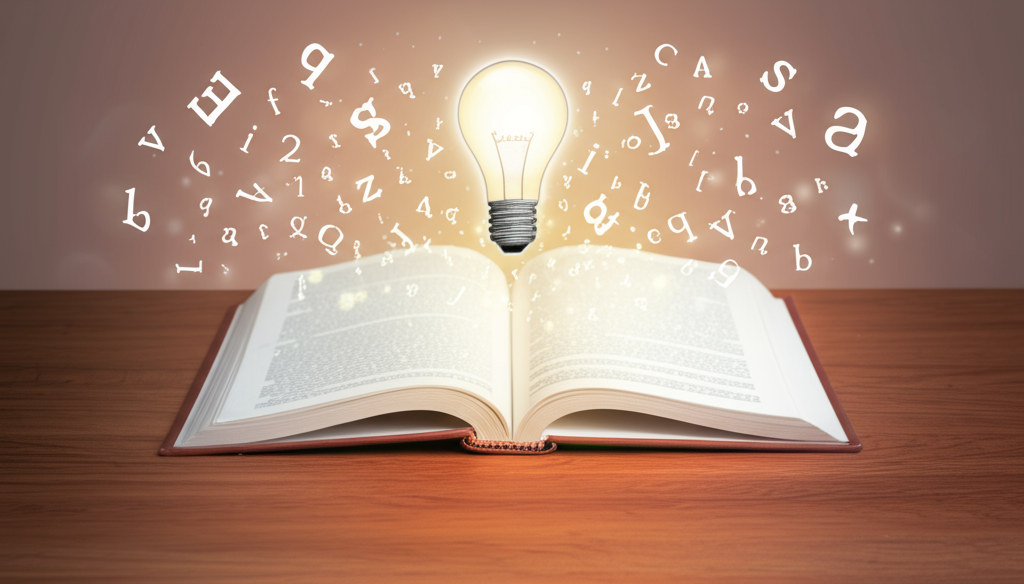 une ampoule lumineuse au-dessus d'un livre ouvert