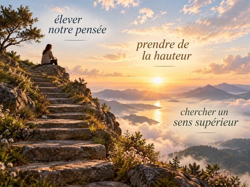 expressions « élever notre pensée », « prendre de la hauteur » et « chercher un sens supérieur "